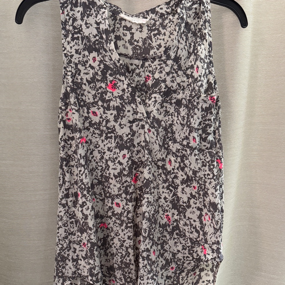 Lush Black and Pink Patterned Tank Top